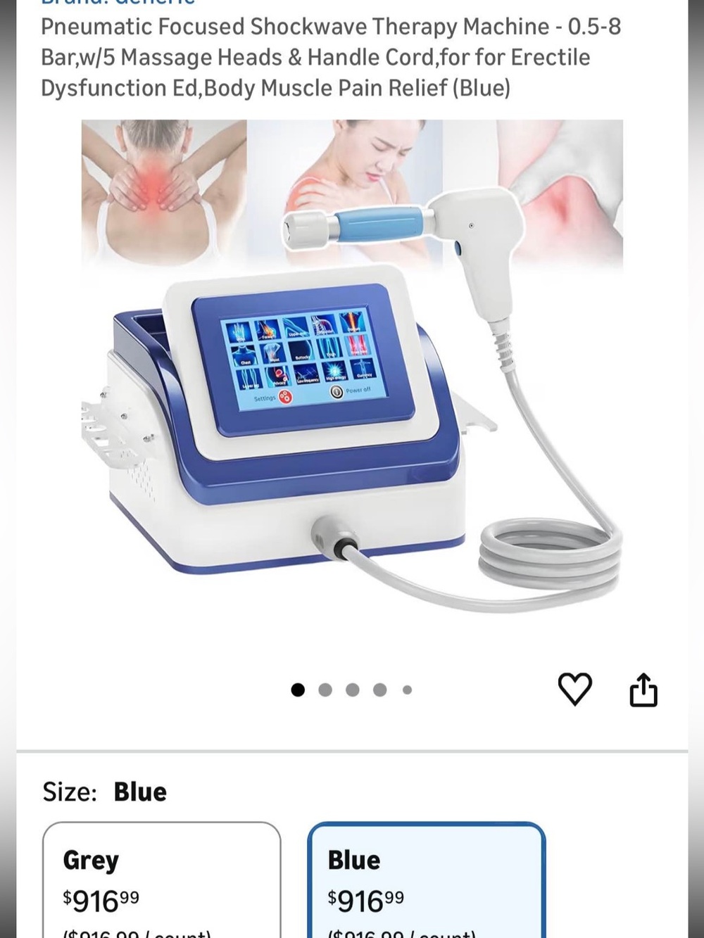 Pneumatic Shockwave Therapy Machine - Blue model JQT701 new